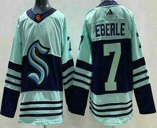 Mens Seattle Kraken #7 Jordan Eberle Light Green 2022 Reverse Retro Authentic Jersey